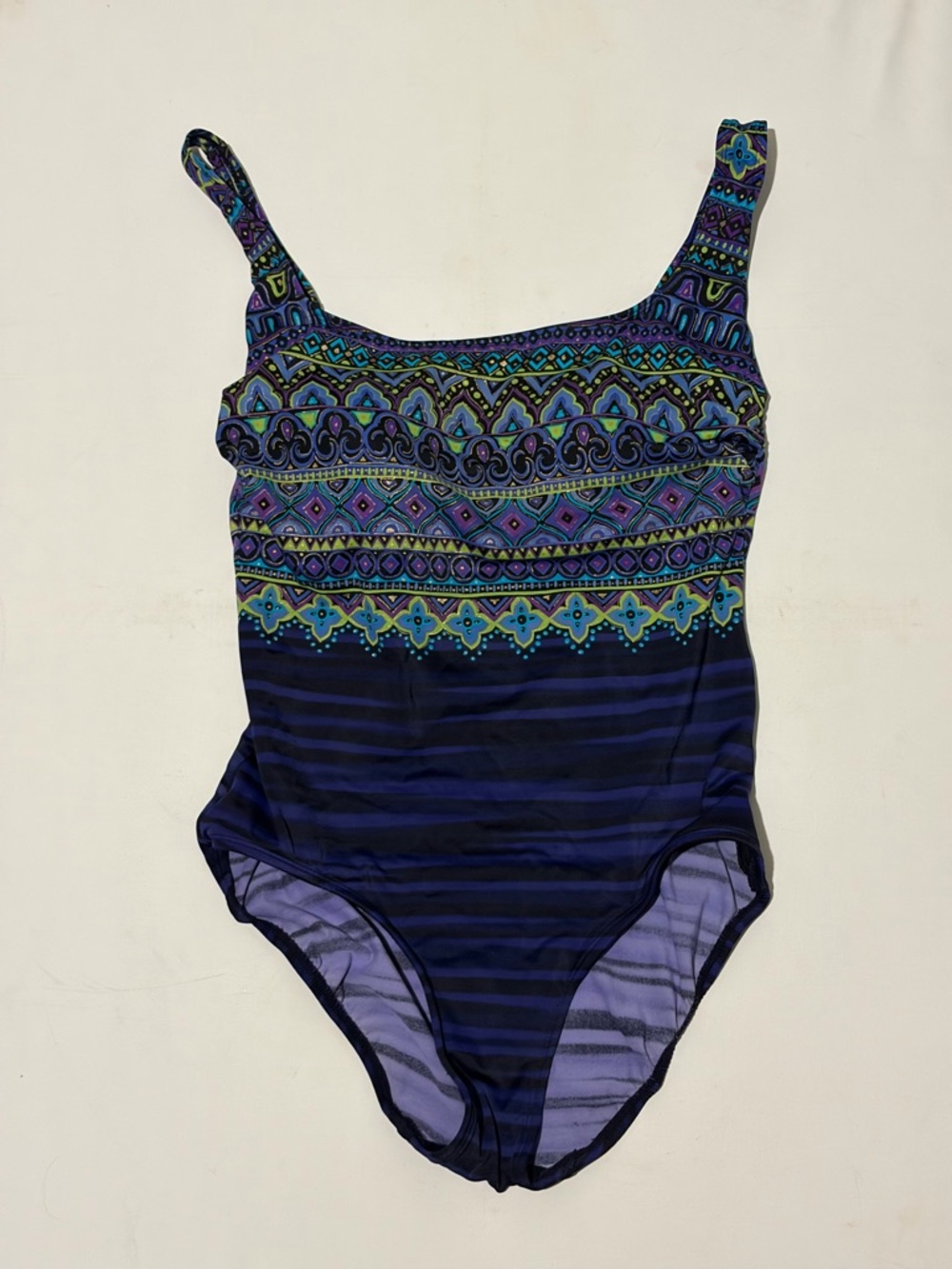 Purple and Blue Shimmer Patterned One-Piece Swimsuit